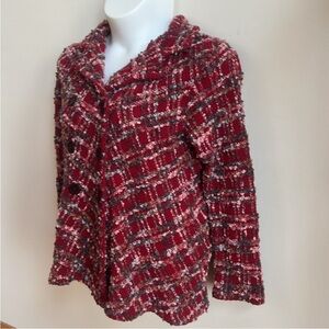 JH Collectibles Red and Gray Textured Cardigan